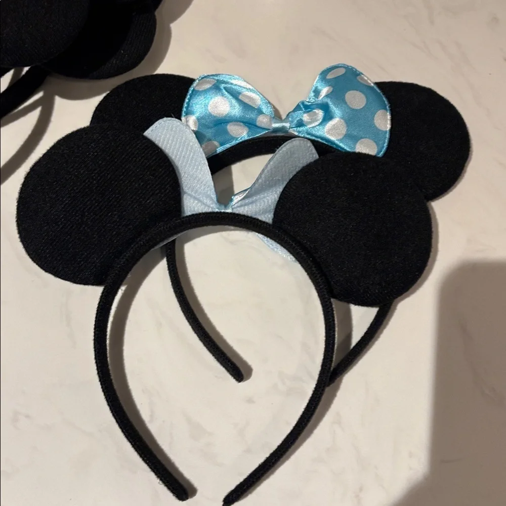 Set of 8 Mickey Mouse Ears and Set of 2 Minnie Mouse Polka Dot Bow Ears